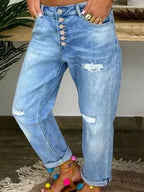 Hole Washed Loose-fit Jeans