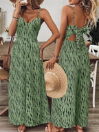 Retro Print Loose Jumpsuit