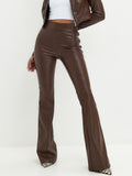 PU Leather High-waisted Flared Pants Pants