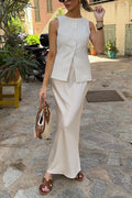 Elegant Sleeveless Button Up Blazer Vest