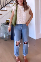 Turtleneck Cable Knit Sweater Vest