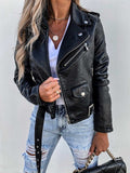 Pocket Zipper Short PU Leather Jackets