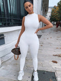 Slim-fit Round Neck Sleeveless Jumpsuit
