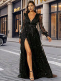 Mesh Sequined Maxi Dress