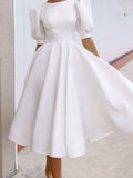 Big Swing Short Sleeve Solid Color Grace Midi Dresses