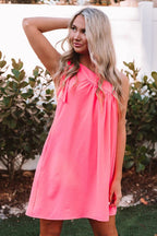 One Shoulder Gathered Wide Strap A-Line Mini Dress