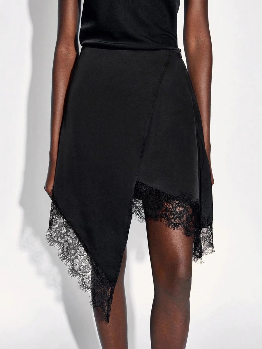 Lace Stitching A-shaped Arrangement Irregular Skirts