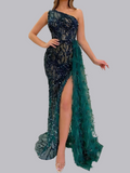 Long Sleeveless Feather Glitter Maxi Dresses