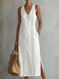 Lace Solid Color Midi Dress