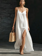 Simple Solid Color Patchwork Dress