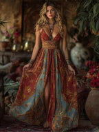 Hippie Camisoles Printed Elegant Maxi Dresses