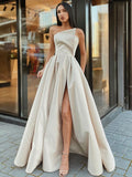 One-shoulder Strapless Sexy Slit Maxi Dress