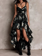 Floral Camisoles Irregular Hem Sexy Maxi Dresses