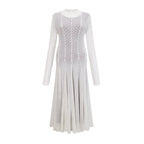 Athena wavy-pattern lace maxi dress in White