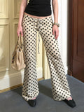 Polka Dots Low-rise Loose-fit Micro-flared Pants