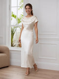 Satin Slim-fit Off Shoulder Lace Up Midi Dresses