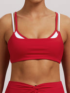 Color-blocked Double Straps Yoga Fitness Exercise Beautiful Back Bra Sports Bra