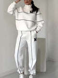 Letter Long-sleeved Hoodless Sweatshirt Pants Casual Sportswear Two-piece Set