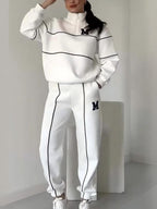 Letter Long-sleeved Hoodless Sweatshirt Pants Casual Sportswear Two-piece Set
