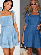 Denim Bow Tie Mini&Short Dresses