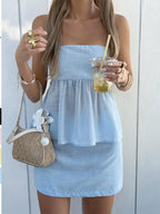 Vacation Strapless Short Dress Two-piece Set