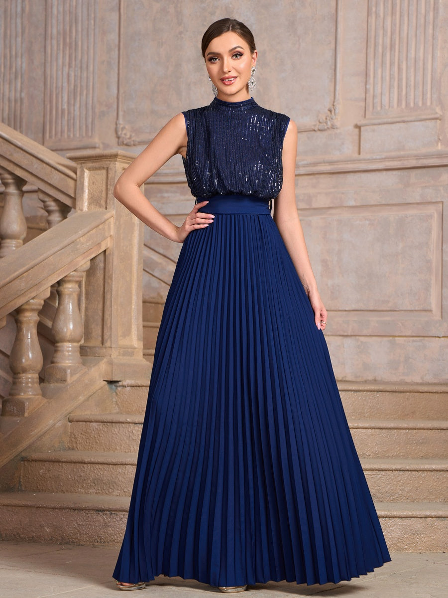 Sequins Crimp Banquet Formal Dress Party Wedding Backless Maxi Dresses