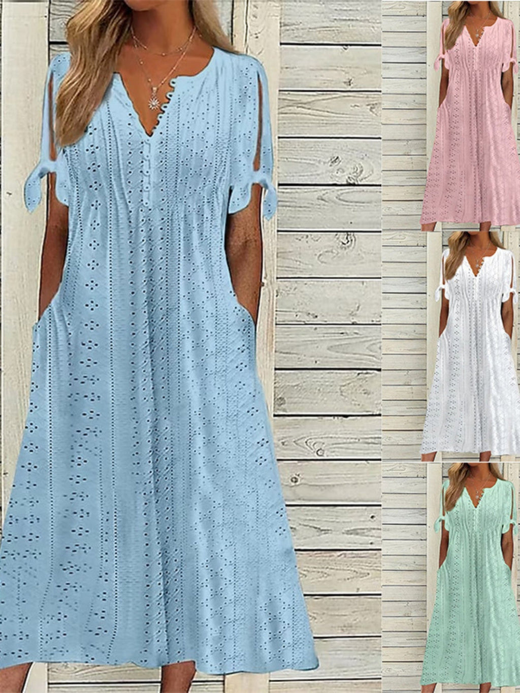 Hollow Out Off-shoulder V-neck Lace Ruffles Maxi Dresses