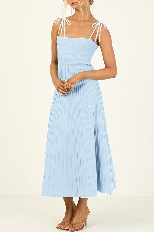 Tie Shoulder High Waist Knit Maxi Cami Dress
