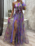 Liber Autumn Women's Zipper Plants And Flowers Maxi Dresses