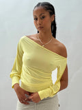 Long-sleeved Off-shoulder Pullover T-shirt