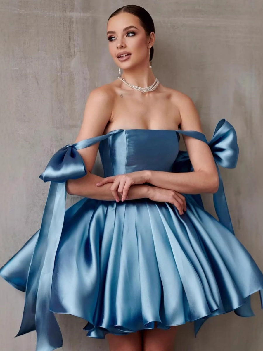 Strapless Satin Evening Dress