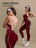 Cross Shoulder Straps Color-blocked Fitness Exercise Bodysuits