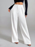 Solid Color Loose Button-down Suit Trousers