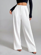 Solid Color Loose Button-down Suit Trousers