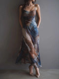 Chiffon Printed Blending Temperament Maxi Dresses