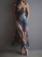 Chiffon Printed Blending Temperament Maxi Dresses