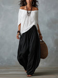Off-the-shoulder T-shirt And Wide-leg Pants Two-piece Set