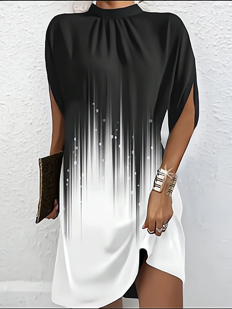Round Neck Loose Batwing Sleeve Short Dress