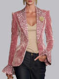 Long Sleeve Lapel Digital Printing Velvet Blazers