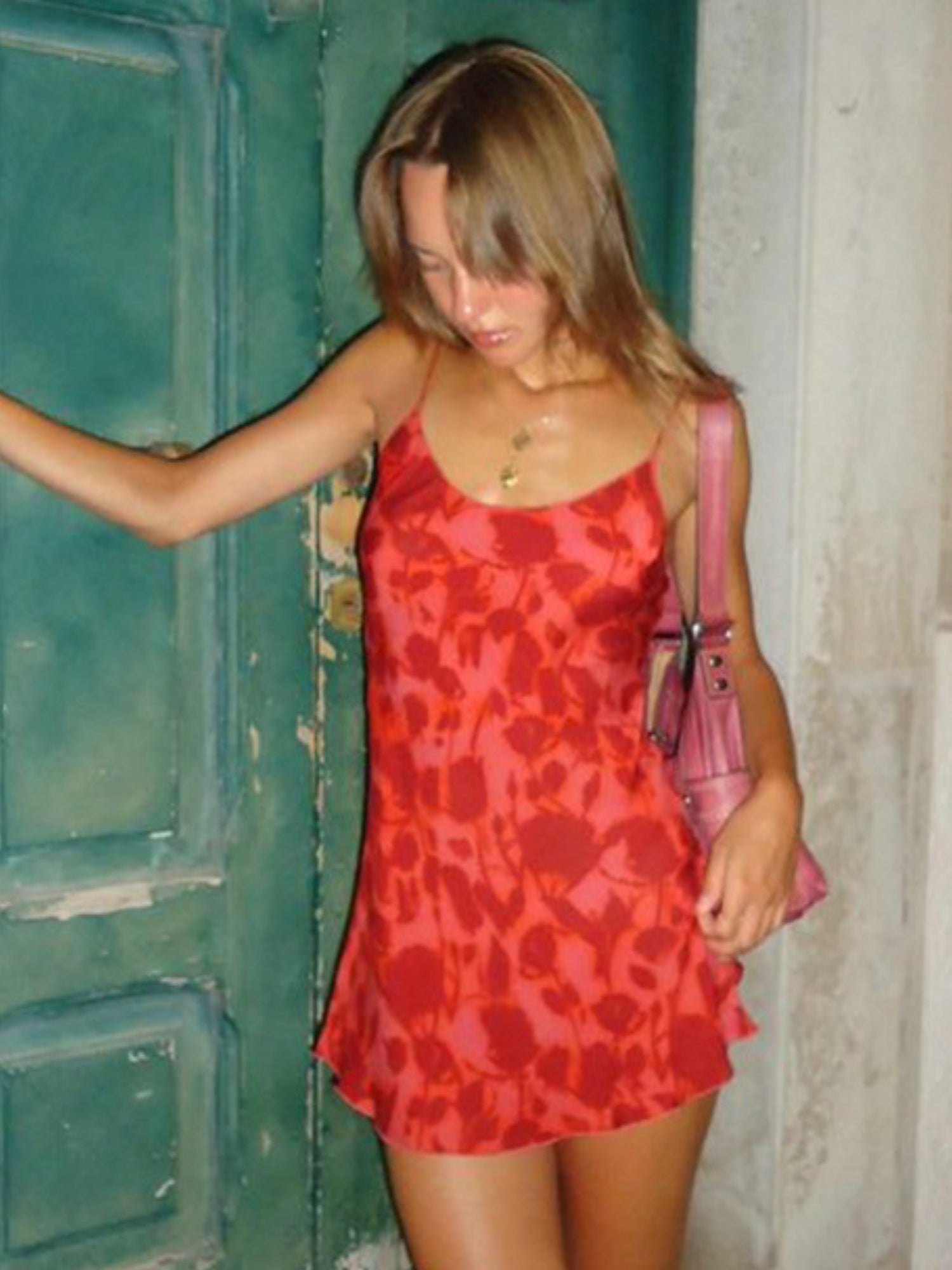 Printed Waist-cinching V-neck Camisole Mini&Short Dresses