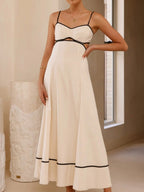 Camisoles Color Matching Color-blocked Hollow Vacation And Leisure Maxi Dresses