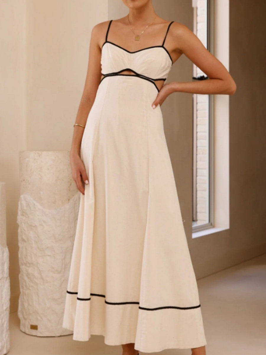 Camisoles Color Matching Color-blocked Hollow Vacation And Leisure Maxi Dresses