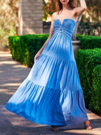 Cable Knit Strapless Tie Long Dress