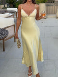 Lace Patchwork V-neck Backless Maxi Dresses