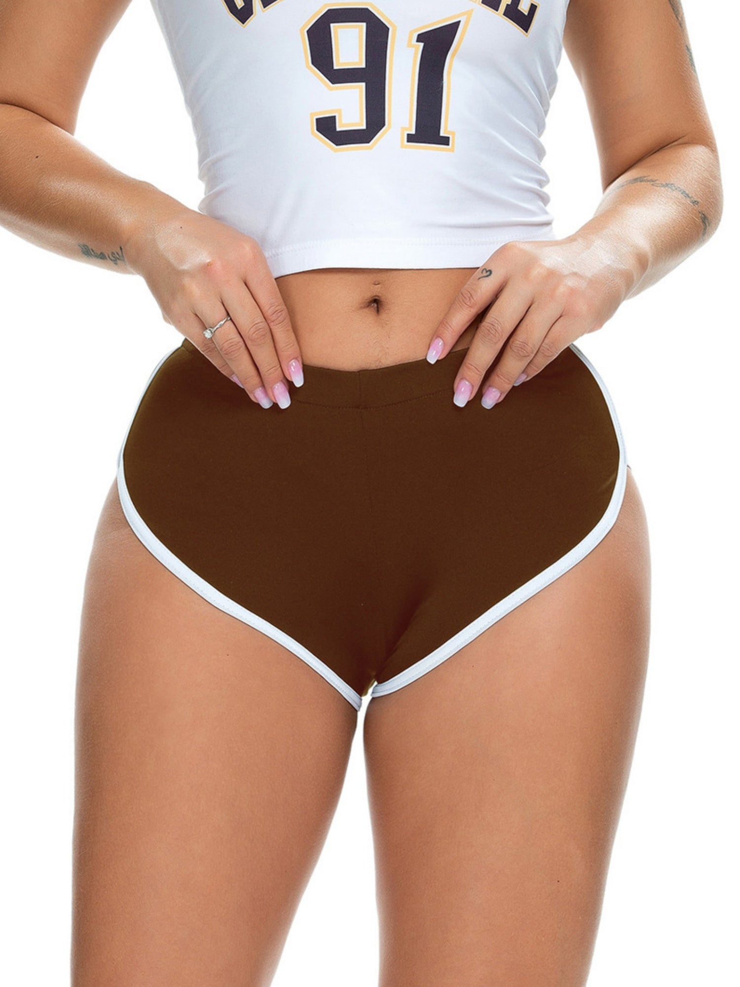Color Blocking Exercise Yoga Fitness Elastic And Sexy Shorts