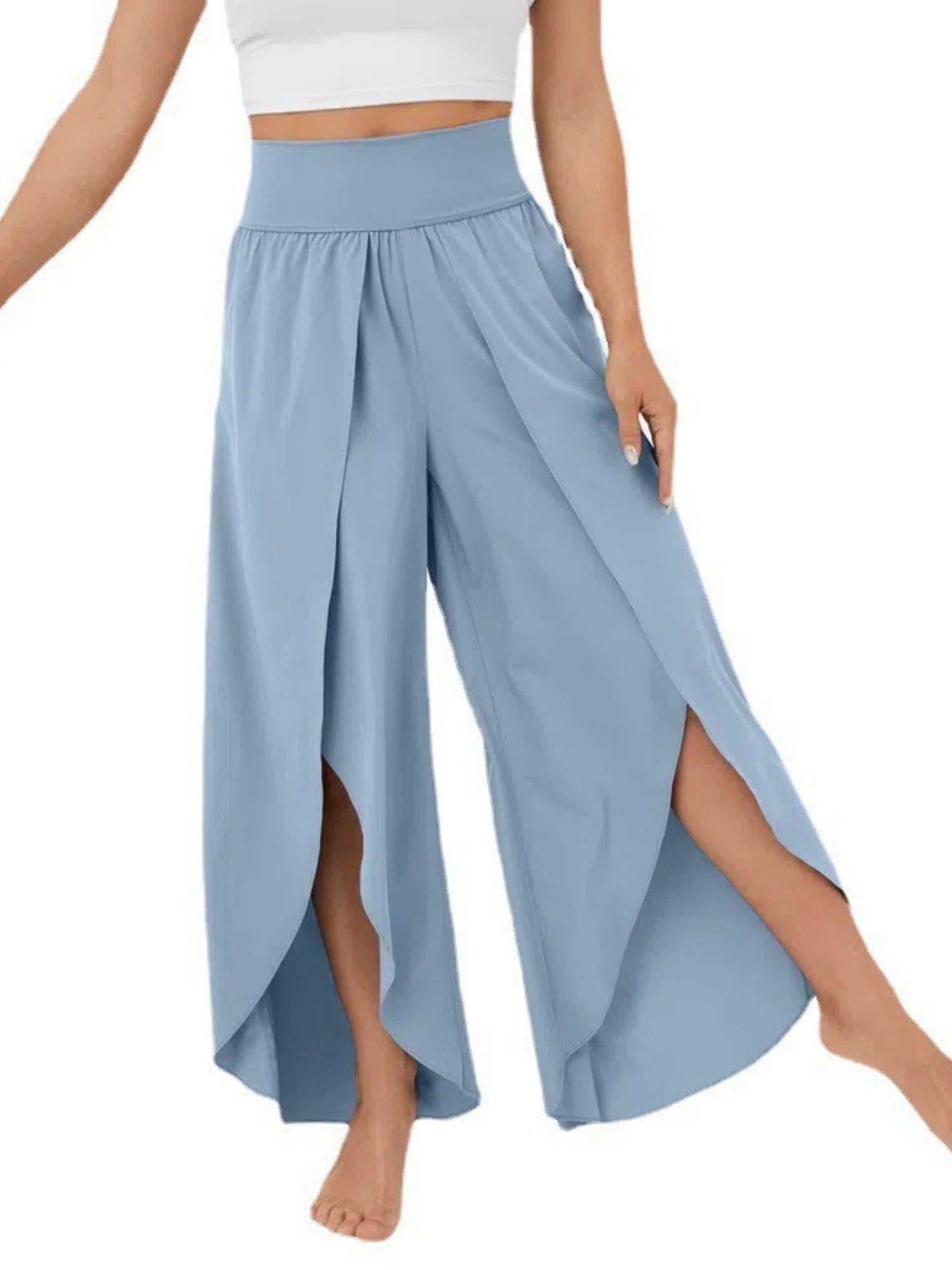 Chiffon Pleated High-waisted High Fork Yoga Pants