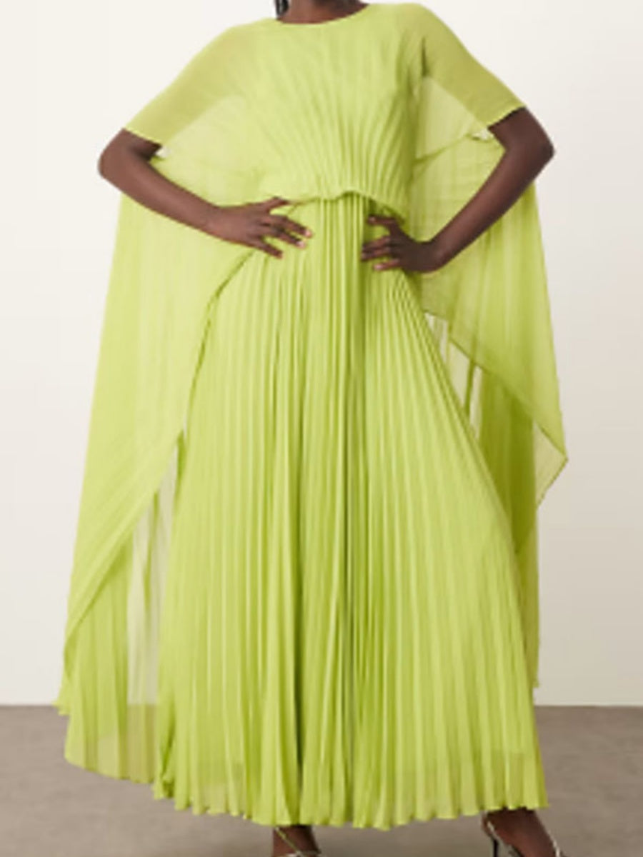 Loose-fit Cloak Style Crimp Maxi Dresses