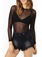 Long-sleeved Sexy See-through Thin See-through Top