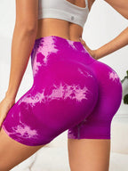Seamless Tie-dye High-waisted, Tummy-flattening, And Butt-lifting Yoga Shorts