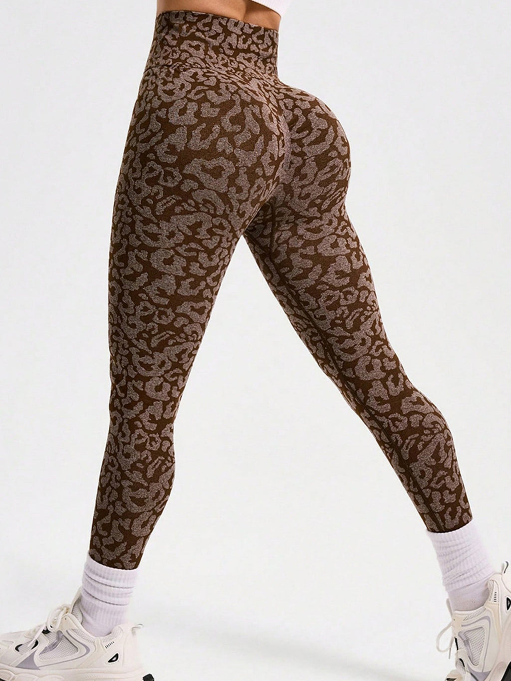 Leopard Print Abdominal Tightening And Buttock Lifting Seamless Fitness Exercise Pants